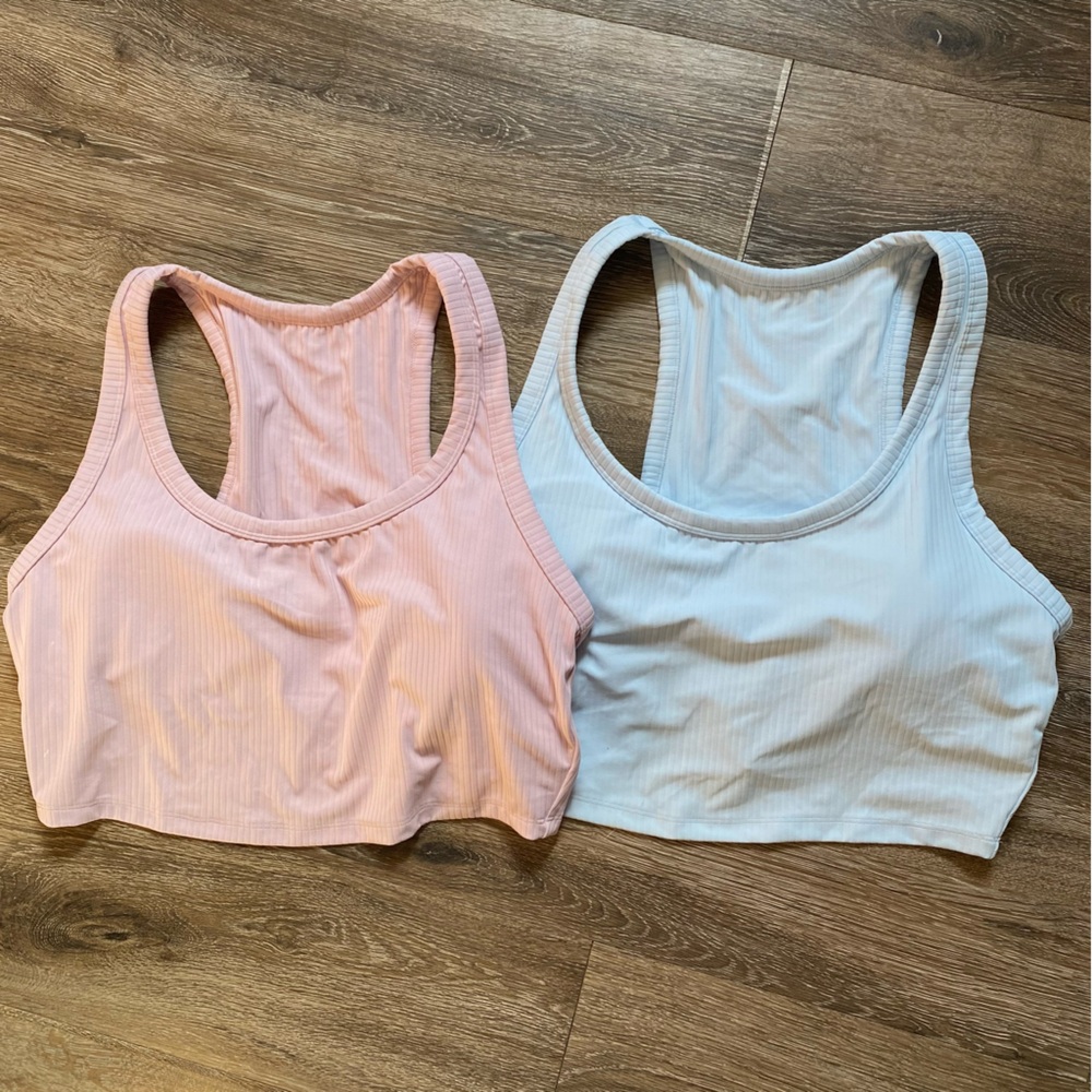 BUNDLE 2 Woman’s All in Motion Sports Bras Pink/Blue Size XL Padded/Removable - Picture 2 of 5